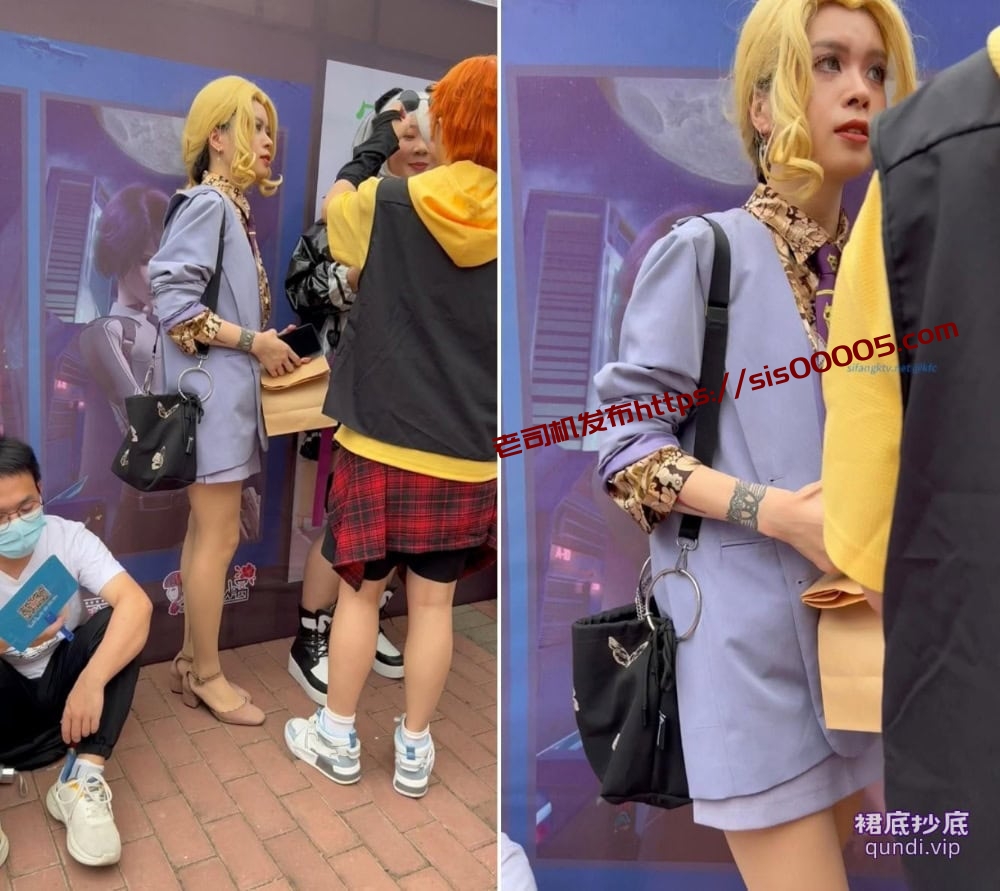 【KFC-178】⭐黄发短裙靓女和朋友聊天。肉丝袜骚内性感【356M】